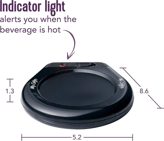 "Mr. Coffee Mug Warmer for Coffee & Tea, Portable Cup Warmer, Black - Ideal for Travel, Office, and Home"